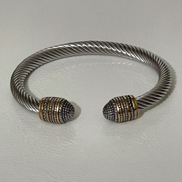 New Twisted Cable Cuff Vintage Stackable Bangle Bracelet - Picture 3 of 5